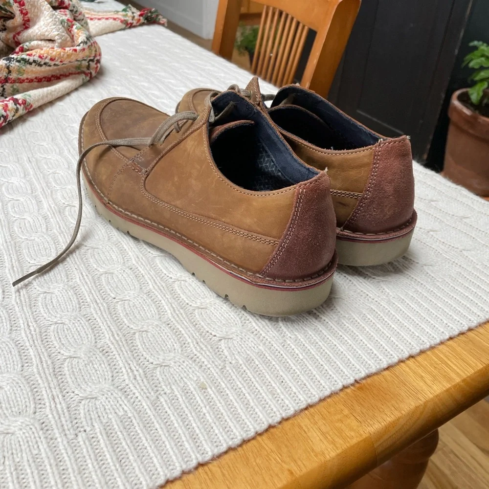 Clarks 11.5 Vargo Vibe Men's Leather Oxford Lace Up Brown Casual Dress Shoe